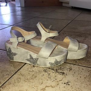 Powder Blue/Grey Platform Star Sandals